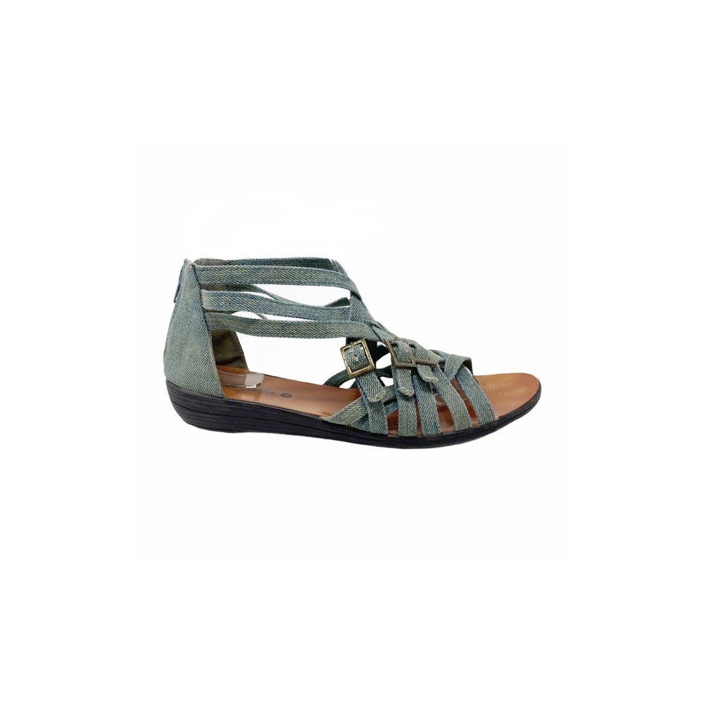 Urban‎ Outfitters | Cooperative | Distressed Denim Strappy Sandal Size 8